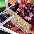 thumbnail image 3 of Glitter Clear Sparkly Bling Motorola Moto G Play 2023 Case for Women, Flowing Liquid Quicksand Cover with Diamond Ring Holder Case for Motorola G Play 2023  Gold, 3 of 14