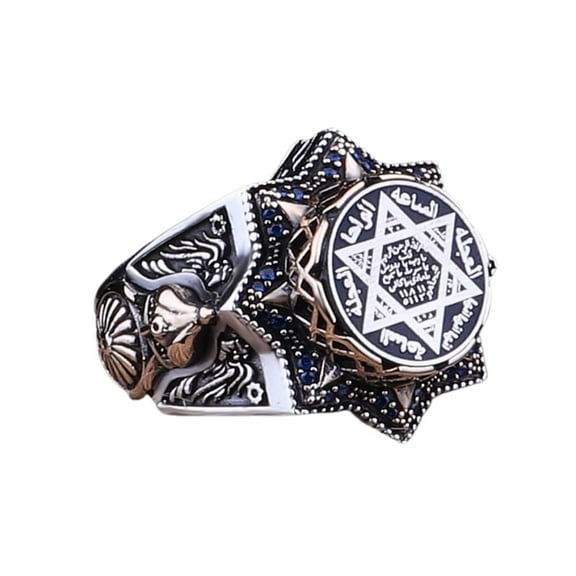 Seal of Solomon-Star of David Ring-Handmade Mens Ring-Aging Style-Signet Ring Mens-Jewelry Gift For Mens-Silver Rings for Men
