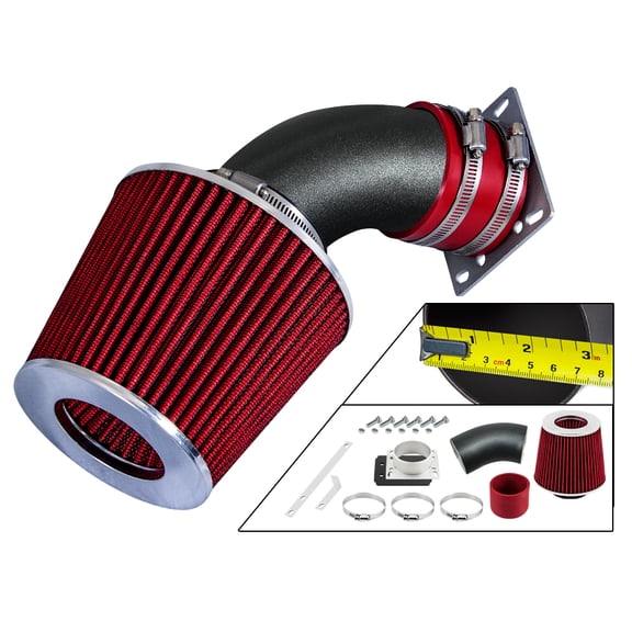 RTUNES RACING MATTE BLACK PIPE RED - SHORT RAM INTAKE Compatible For 98-01 Ford RANGER/MAZDA B2500 3.0L