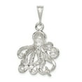 thumbnail image 4 of 925 Sterling Silver Solid Textured Polished Octopus Charm 26x22mm Wide Pendant Necklace for Women, 4 of 4
