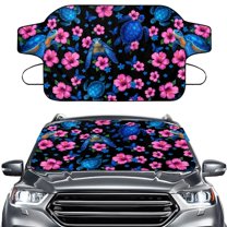 FOR U DESIGNS Turtle Hibiscus Print Windshield Snow Cover for Cars, Auto Windscreen Covers Car Winter Ice Sunshade Protector Includes Anti-Theft Straps Fits Most Trucks, Vans, SUVs
