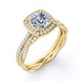 thumbnail image 4 of Pave-Channel Halo 1.5 Carat Cushion Cut Moissanite Pave Twisted Infinity Bridal Set In 18K Yellow Gold Plating Over Silver, 4 of 4