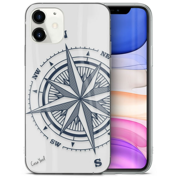 Caseyard TPU Clear Case for iPhone 13 with Compass Rose design phone cover
