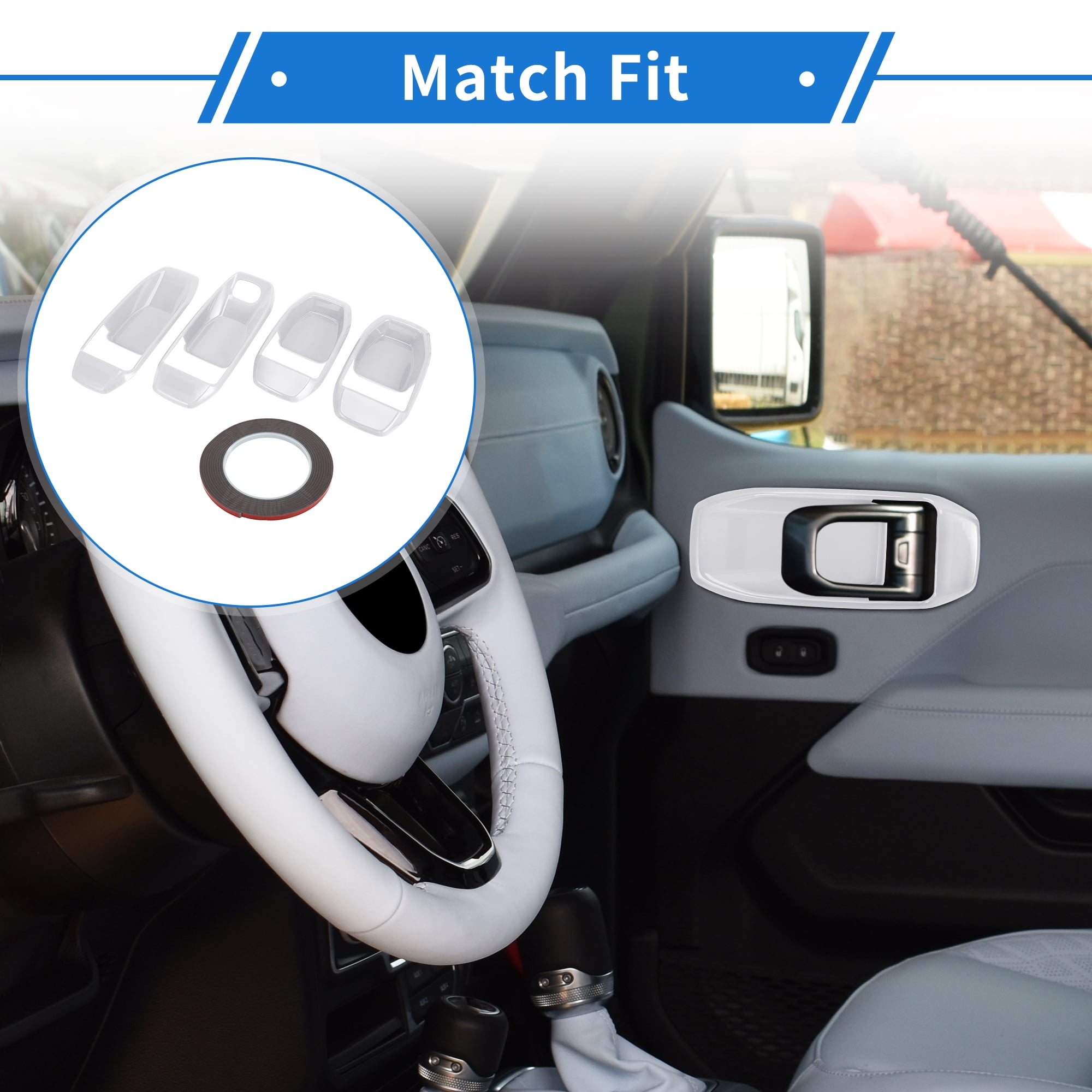 Unique Bargains 4 Pcs Door Bowl Cover Trim Compatible for Jeep Wrangler JL 2018-2022 ABS White Exterior Accessories