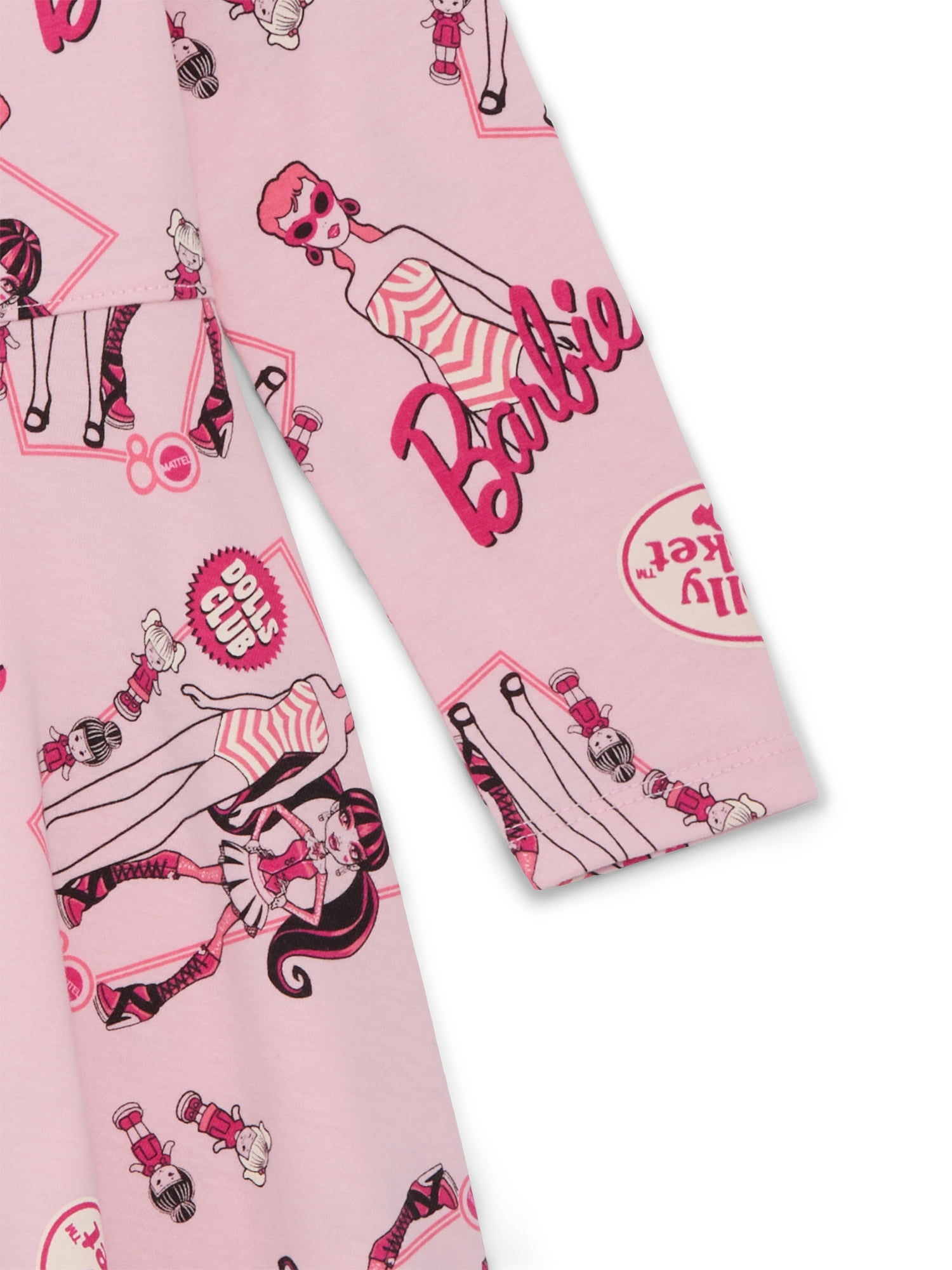 Barbie and Polly Pocket Toddler Girls' Print Dress with Long Sleeves, Sizes 12M-5T