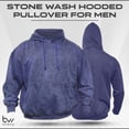 thumbnail image 2 of BIKER WEAR USA Men's Distressed Hoodie Vintage Pullover Oversized Relaxed fit (X-Large, Dark Denim), 2 of 7