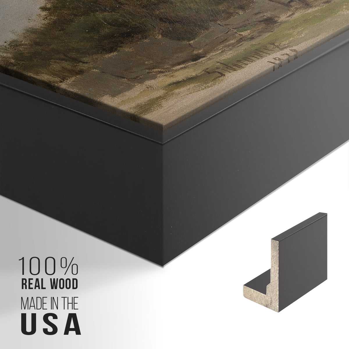 Vintage Landscape-CCXXX By Wexford Home Framed in Black Wood Gallery Wrapped Canvas 17 in. x 25 in.