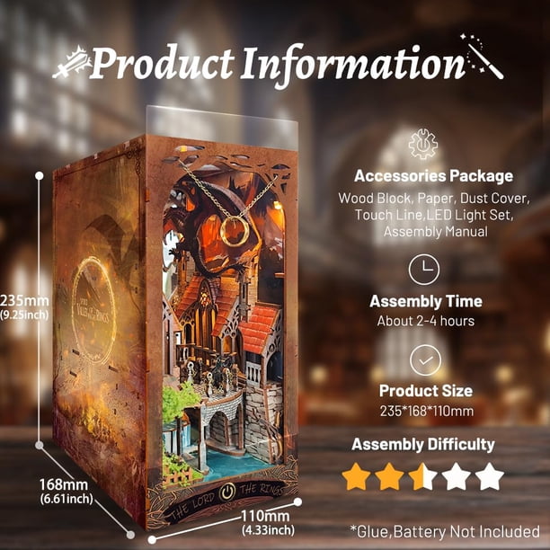 Strucwood Book Nook Kit With LED Light - 3D Wooden Puzzles for
