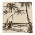 thumbnail image 2 of Ambesonne Tropical Shower Curtain, Hammock on Sandy Beach, 69"Wx75"L, Cream Dark Brown, 2 of 4