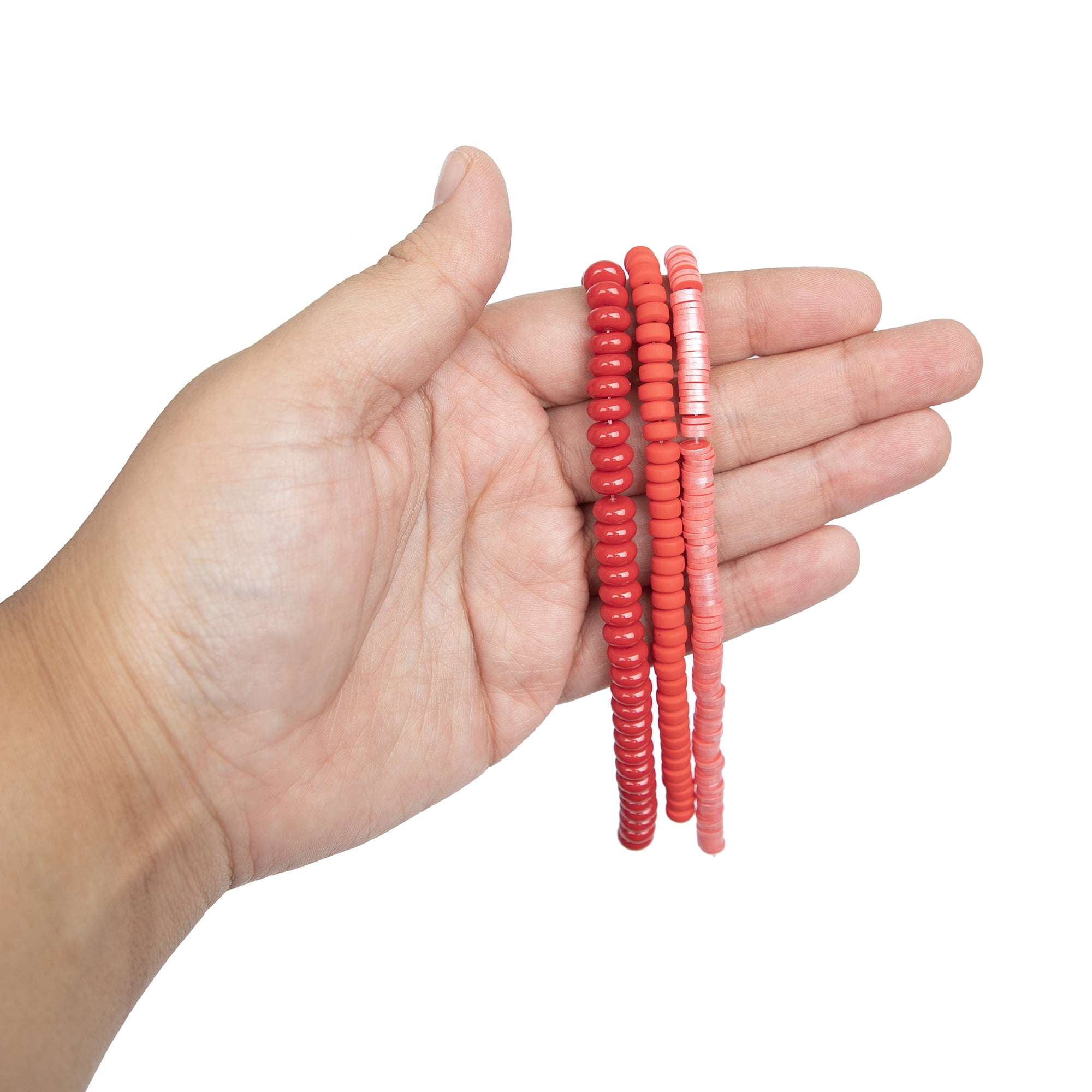 Red Heishi Bead Strand for Vibrant DIY Jewelry Crafting Supplies
