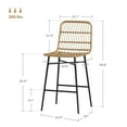 thumbnail image 3 of Rattan Counter Bar Stools Set of 2, 26" Counter Height Barstools with Back, Kitchen Island Chairs - Brown, 3 of 9