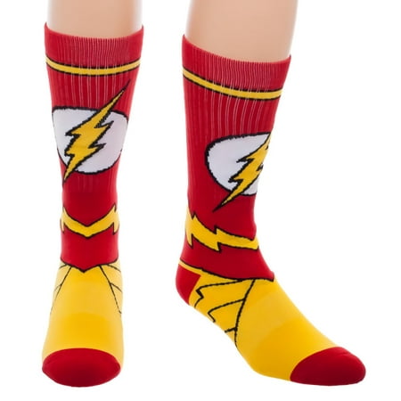 DC Comics Flash Suit Up Crew Socks One size fits most men, women and teens, 75% Cotton, 23% Polyester, 2% Spandex By Bioworld