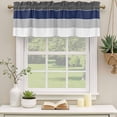 thumbnail image 3 of Navy Blue Grey Striped Valances for Windows, Decorative Rod Pocket Window Valance Curtains, Farmhouse Modern Short Curtain Drapes for Kitchen/Bathroom/Living Room, 2 Panels, 60" W x 18" L, 3 of 8