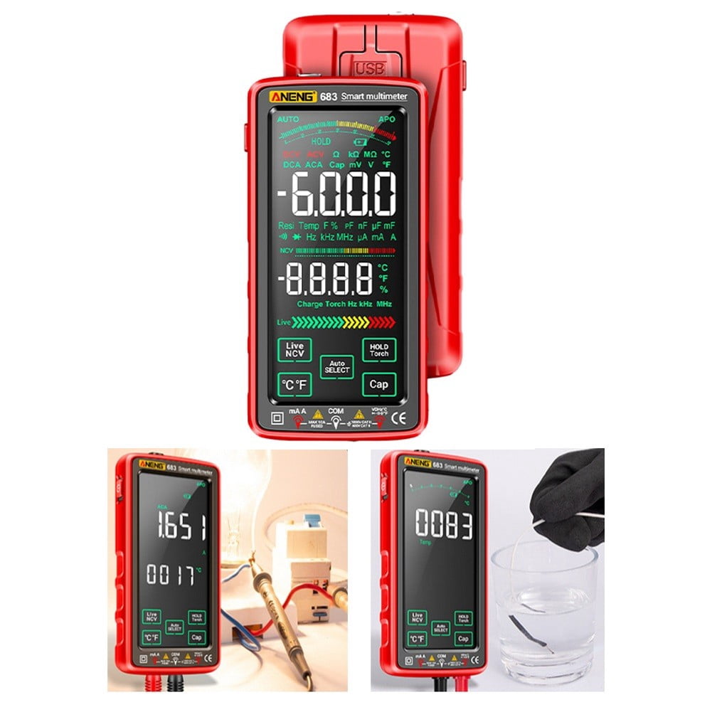 683 FullScreen Digital Multimeter TouchScreen Multimeter USB Li-battery Charging