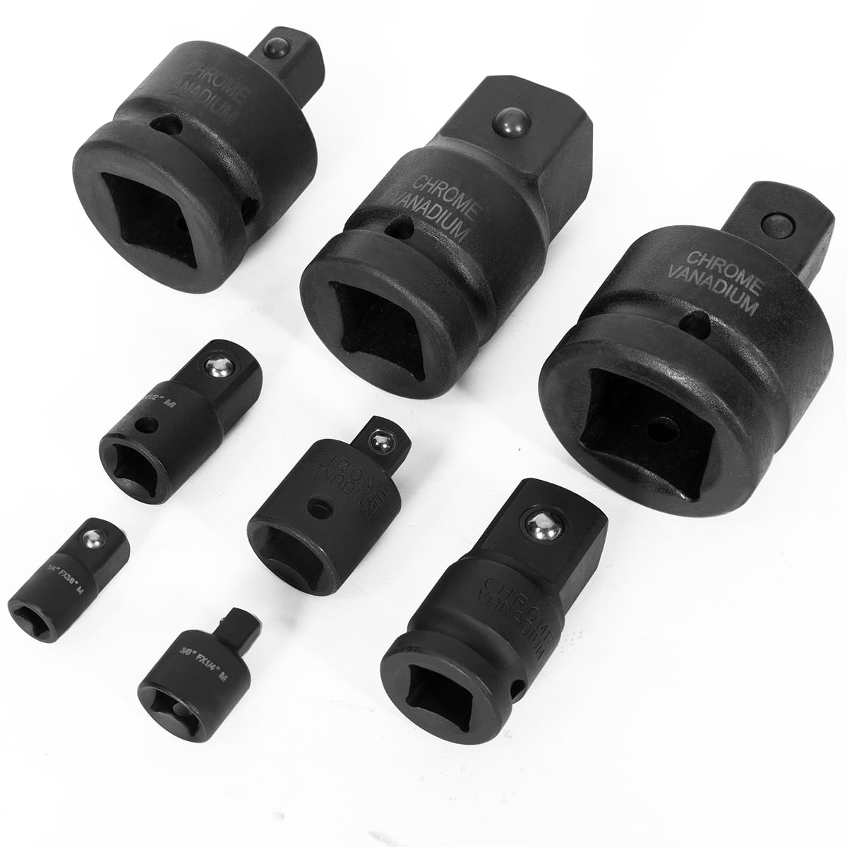 Universal Impact Adapter and Reducer Set, 8 Piece Impact Wrenches, CrV