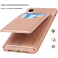 thumbnail image 5 of for iPhone XR Wallet Case with RFID Blocking Card Holder,6 Card Slots PU Leather Magnetic Buttons Portrait Stand Wrist Strap Case for iPhone XR 6.1 Inch,Macaron Rosegold, 5 of 15