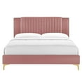 thumbnail image 4 of Platform Bed Frame, Tufted, Rivet Nailhead, Pink, Velvet, Mid Century Bedroom, Modern Contemporary Boutique HB35546, 4 of 8