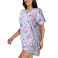 thumbnail image 2 of Picia Purple Butterfly Pajamas Sets for Women Soft Short-Sleeved Pjs with Lounge Shorts Two Piece Sleepwear-XX-Large, 2 of 9