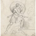 thumbnail image 2 of Jacques Louis David 20x20 Gold Ornate Framed and Double Matted Museum Art Print Titled - Warrior with a Shield and Torch (1775-80), 2 of 4