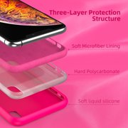 Compatible with iPhone Xs Max Case, Drop Protection Liquid Silicone Gel Rubber Full Body Bumper Cover with Soft Microfiber Shockproof Phone Case for iPhone Xs Max 6.5, Hot Pink