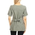 thumbnail image 2 of Sakkas Estella Womens Short Sleeve V neck Button Down Top Blouse with Embroidery - Light Grey - Medium, 2 of 5
