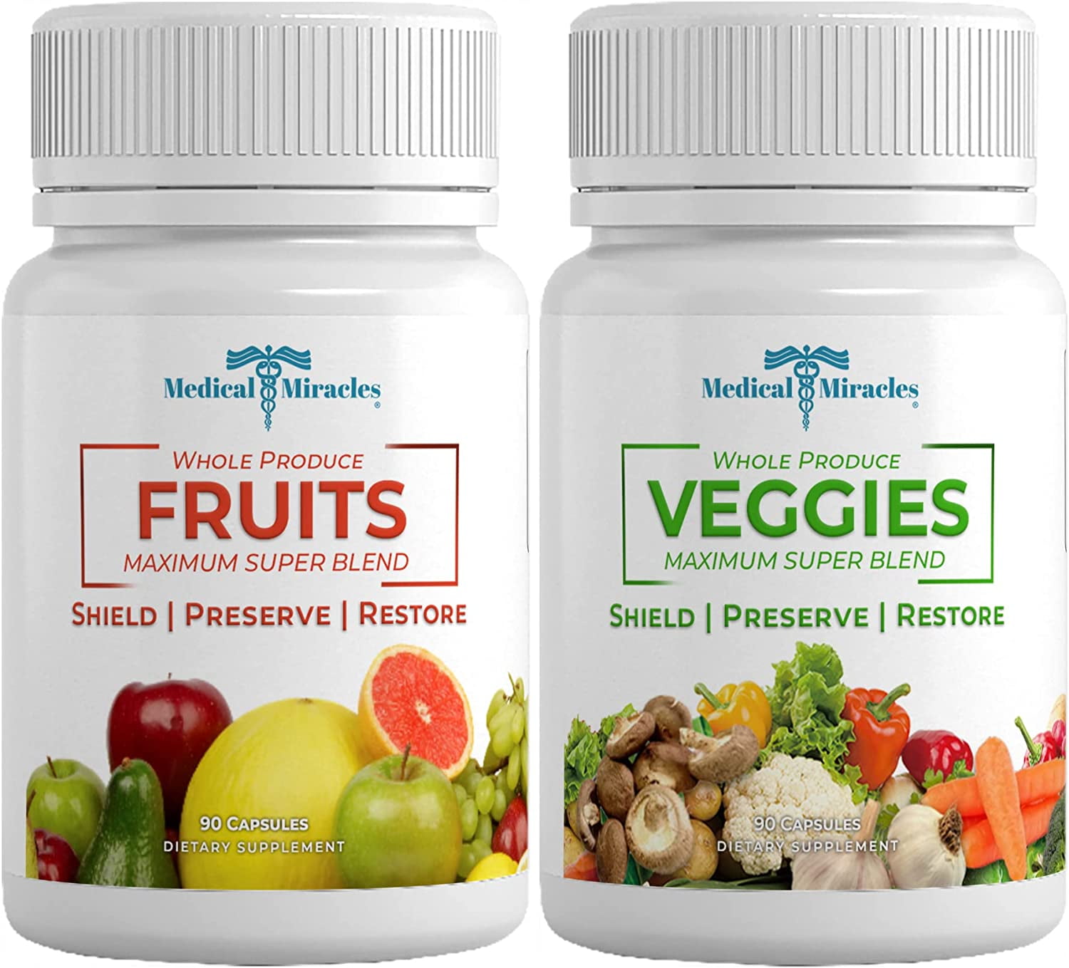 NEW. Medical Miracles Fruit and Vegetable Supplements 2 Pack 90