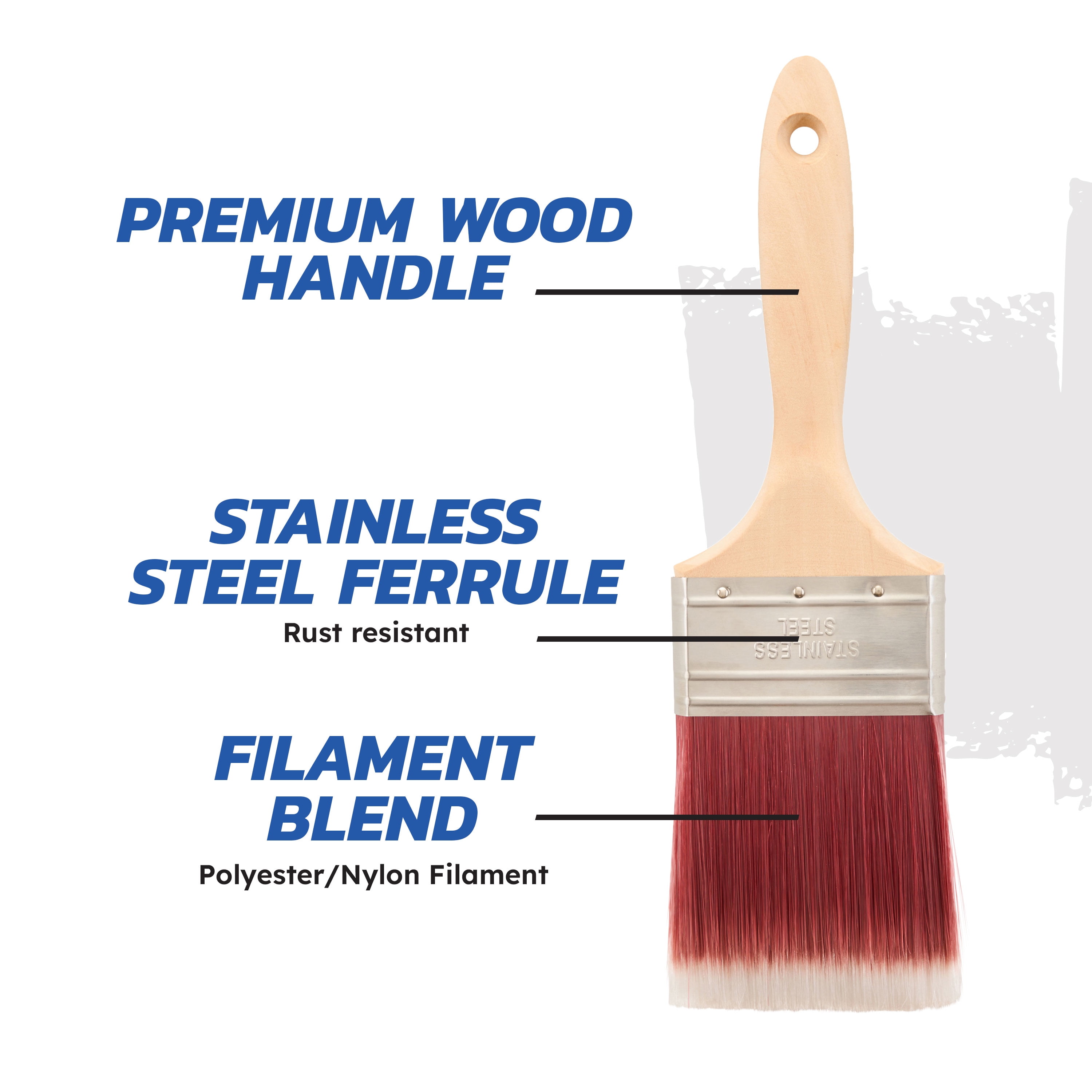 (2 pack) 3" Polyester-Nylon Flat Brush