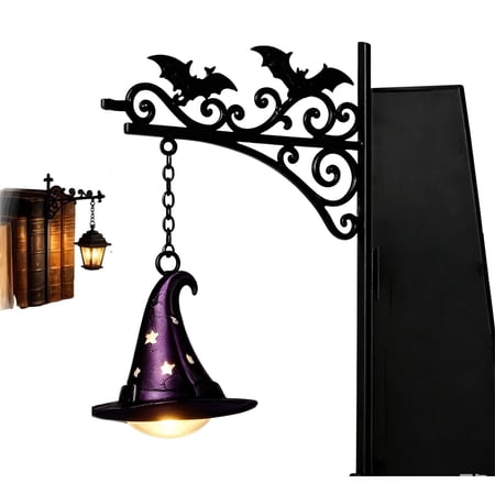 Halloween Witch s Hat Lantern-Decorative Bookshelf Lighting Mini Bookshelf Lamp Slides Between Books for Hidden Display Novetly Vintage Miniature Patchwork Reading Book LED Nightlight