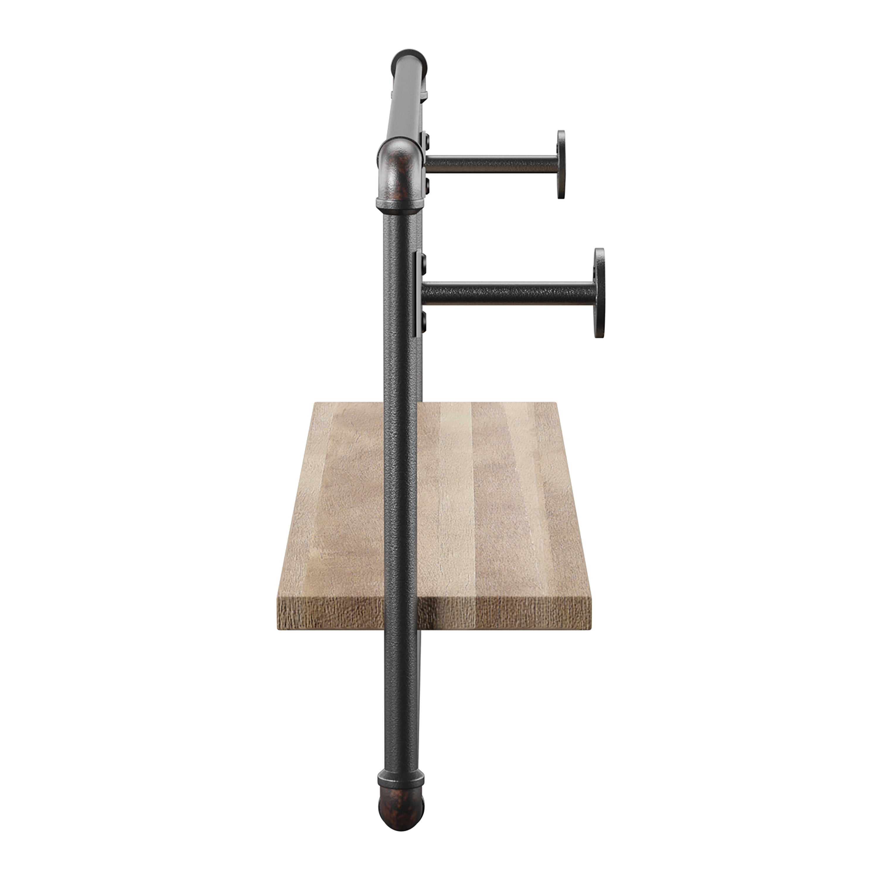 Furniture of America Peale Metal and Wood Wall Shelf A, Sand Black