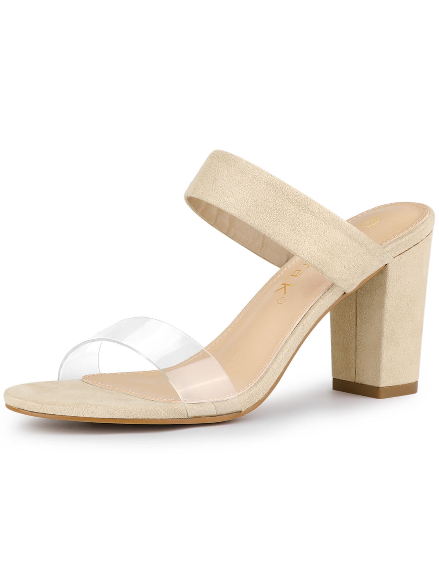 Allegra K Womens Dual Clear Strap Chunky Heels Mules Kuwait Ubuy