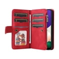 thumbnail image 2 of Multifunctional Case for Samsung A22 5G,[RFID Blocking] 9 Credit Cards Holder with Wrist Strap, Premium PU Leather Zipper Wallet Purse Magnetic Flip Phone Cover for Samsung Galaxy A22 5G, Red, 2 of 12
