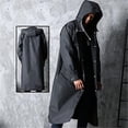 thumbnail image 4 of Men Waterproof Long Rain Coat Hooded Rain Coat Black Trench coat Jacket Outdoor Hiking, 4 of 7