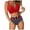 Red, variant on Women's High Cut Sexy Bikini Set 2 Piece Sporty Modest Swimsuits Tummy Control Bathing Suits for Women High Waisted Bikini Tops Bottoms Swimwear
