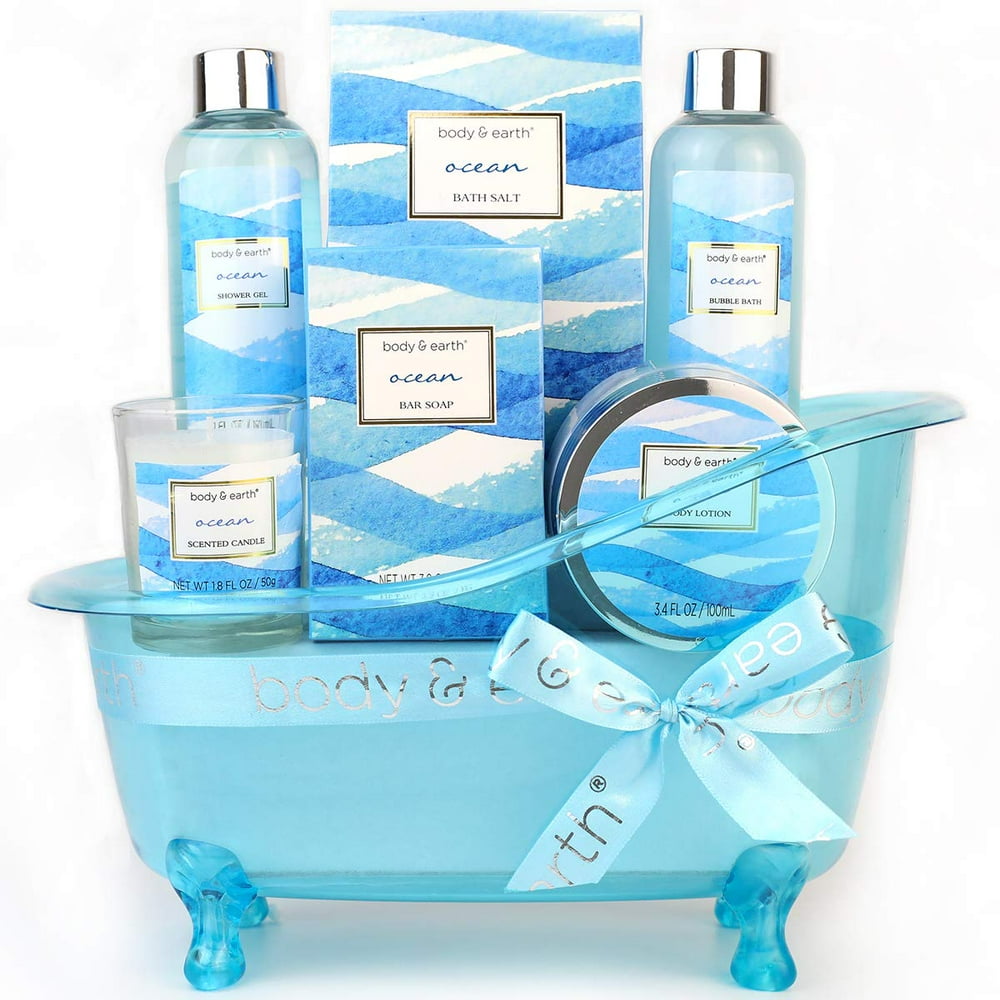 Bath Gift Set for Women, Ocean Scent Body & Earth Spa Kit , 7 Pcs