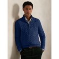 thumbnail image 4 of Men Half Zip Mock Neck Cable Knit Cotton Pullover Sweater XXXL, 4 of 7