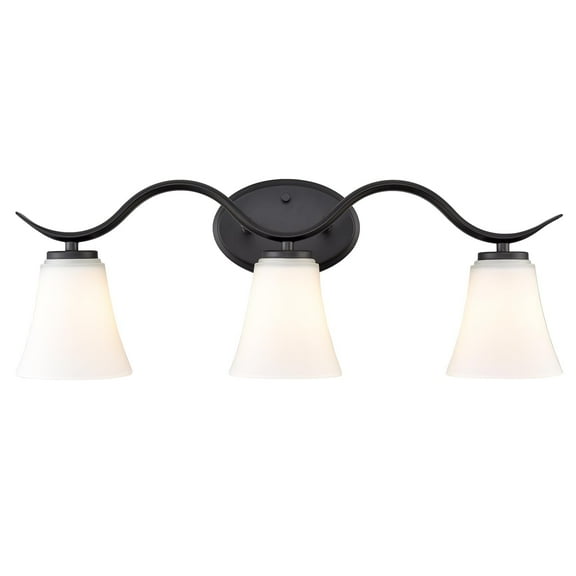 Bergamo 3-Light Black Vanity Light Farmhouse Bathroom Light Fixture Black Wall Sconce with Frosted Glass for Bathroom,Powder Room,Hallway