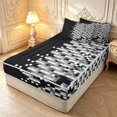 thumbnail image 2 of Manfei Geometric Check Zipper Queen Comforter Set with Fitted Sheet and 2 Pillowcases,Modern Pixel Zipper Bedding Set,Black Gray White,Black Reversible,4pcs, 2 of 8