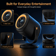 thumbnail image 5 of Mini Projector with WiFi and Bluetooth, Native 1080P Portable Movie Projector, Auto Keystone, 180 Degree Rotating Stand, HDMI USB Type-C for TV Stick, Black Orange, Vamvo, 5 of 7