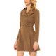 thumbnail image 4 of Vestido asimétrico con cremallera para mujer de ante sintético con solapa y mangas largas en marrón, 4 of 4