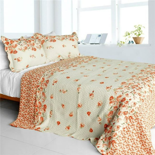 Newlyweds2 - Cotton 3 Pieces Vermicelli-Quilted Patchwork Quilt Set Full & Queen Size - Pink