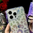 thumbnail image 4 of Leopard for iPhone 14 Pro Max Case Clear Women Cute Design [8FT Drop Tested] Glitter Sparkly Hard Shockproof Protective Phone Case Slim Cover Anti-Scratch (Leopard), 4 of 11