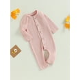 thumbnail image 3 of Bagilaanoe Newborn Baby Girl Boys Jumpsuit Long Sleeve Bodysuit 3M 6M 12M 18M 24M Infant Ribbed One Piece Romper, 3 of 8