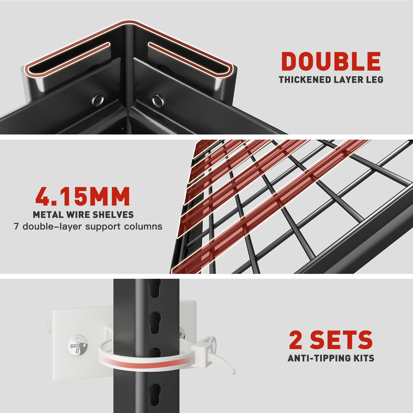 REIBII 84" H Garage Shelving 6-Tier Storage Shelves Heavy Duty Loads 3500LBS Adjustable Metal Shelving Industrial Shelving 48" W x 20" D