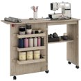 thumbnail image 1 of HOMCOM Folding Sewing Table Mobile Sewing Machine Cabinet with Shelf Grey, 1 of 10