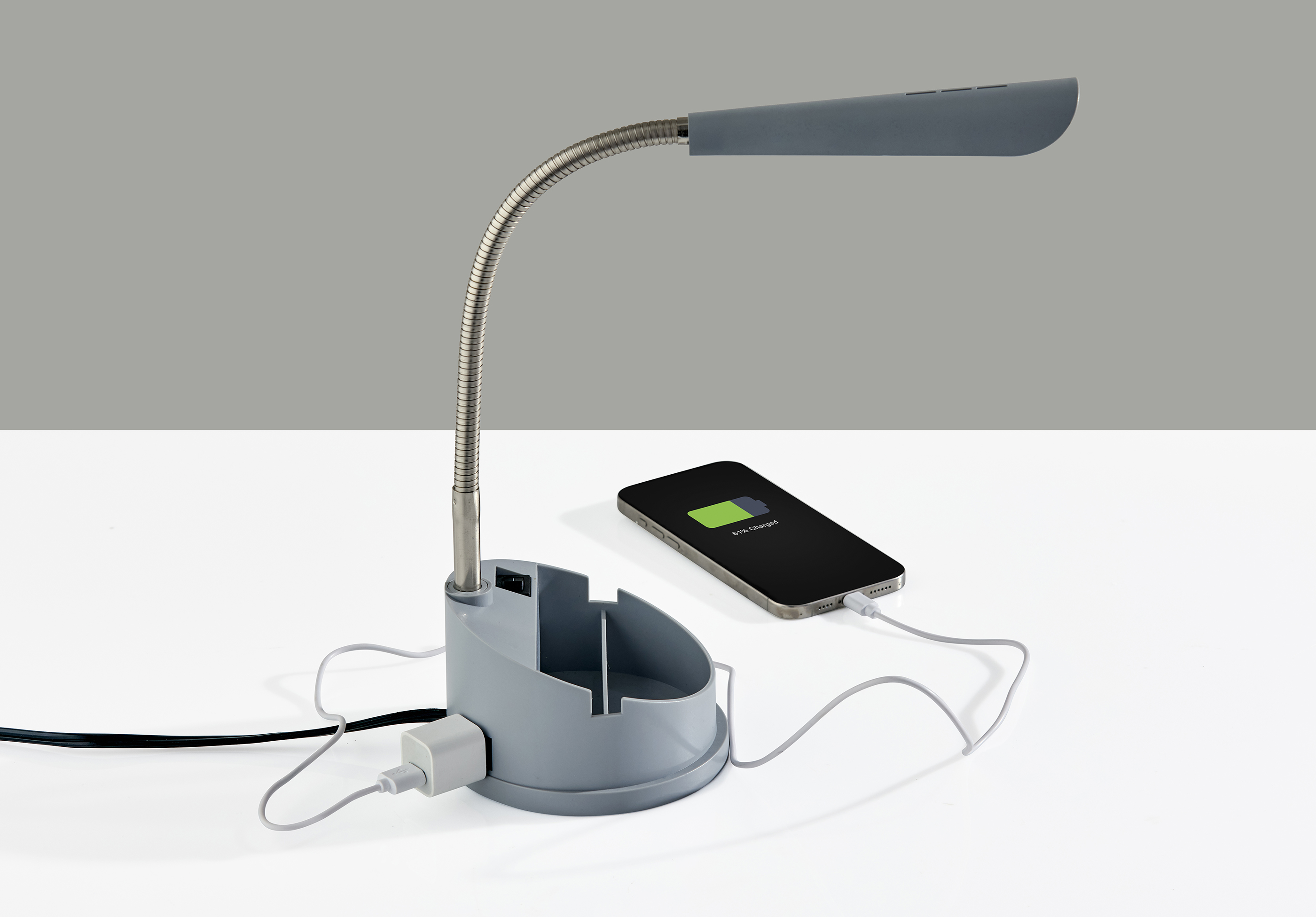 Mainstays Modern Gray LED Desk Organizer Lamp photo 7