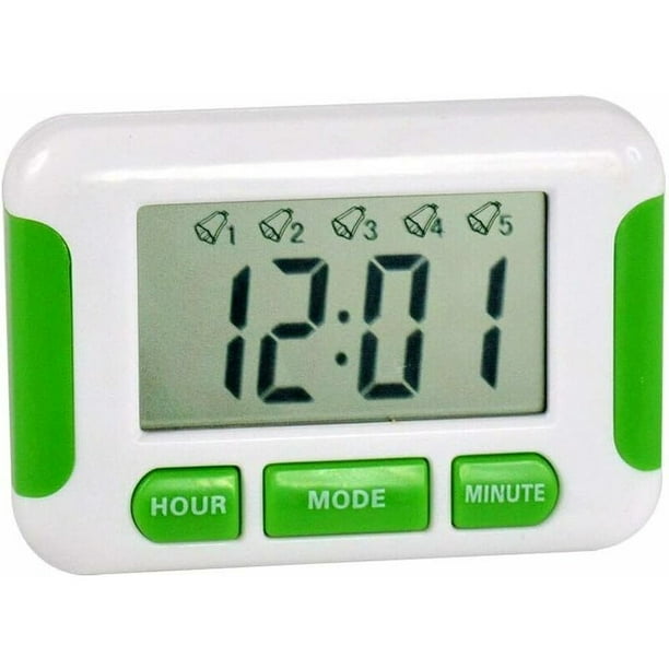 Reloj digital de cable directo con 5 alarmas multiples separadas cronometro pastillero bolsa para recordatorios 1 paquete Walmart en linea