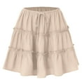 thumbnail image 2 of Wyobmus Women's High Waist Drawstring Ruffle Mini Skirt Built In Shorts Summer Short Swing Aline Tired Skort Polka Dots Flowy Boho Skirt With Pockets C-Beige, 2 of 7