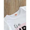 thumbnail image 5 of Baby Boys Girls Summer Romper, Letters Printed Short Sleeve Romper, Bottom Snap Buttons One-Piece Jumpsuit, 5 of 8