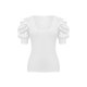 thumbnail image 2 of VISgogo Tops de punto para mujer, manga corta abullonada, cuello profundo, color sólido, fiesta en la calle, camisa envuelta de verano VISgogo moda, 2 of 9
