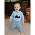 thumbnail image 3 of Miaouyo Toddler Baby Boys Fall Clothes Set 3 6 12 18 24 Months 2T 3T Fashionable Long Sleeve Whale Embroidery Striped Pullover with Solid Color Pants Outfits, 3 of 9